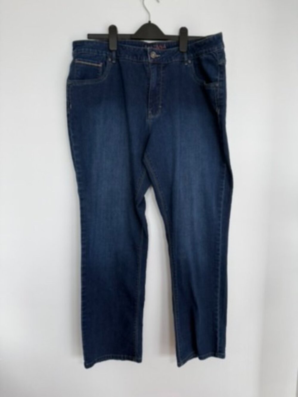 $60 Retail Santana Jeans Dark Wash Straight Leg Denim Size 18x30 Stretch - Picture 2 of 8